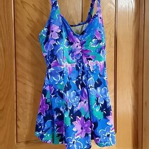 One piece skirted swimsuit