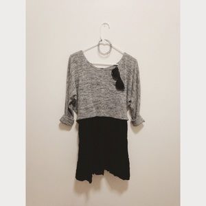 Mind Code Heather Grey 3/4 Sleeve Crop Top