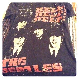 Black Beatles shirt with red lettering