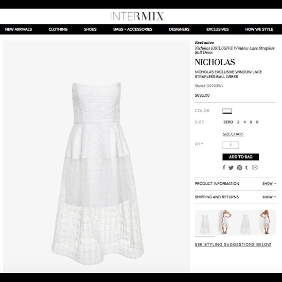 NICHOLAS (EXCLUSIVE) White strapless ball dress - Picture 2 of 4