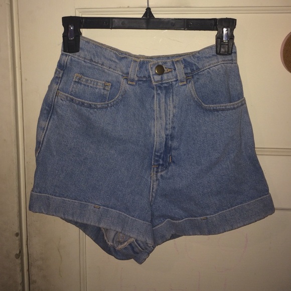 American Apparel Medium Wash High-Waist Shorts