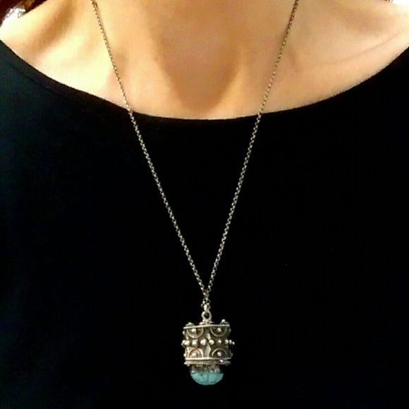 ❌Antique Sterling/Turquoise Poison Box Necklace❌ - Picture 2 of 4