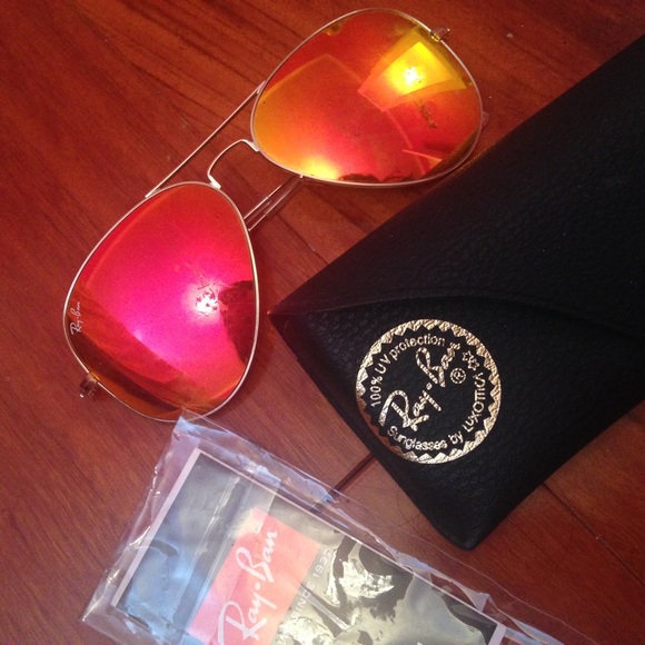 Orange red mirror flash Ray bans - Picture 2 of 4