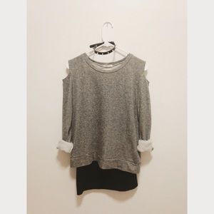 ❌HOLD❌ Tea 'n Rose Heather Grey Cut-out Sweater