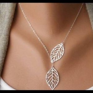 Silver leaf necklace.