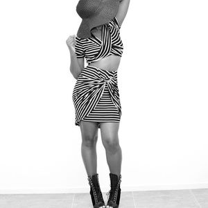 Crop top and skirt set.