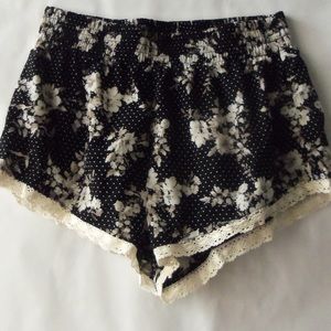 Floral and lace shorts