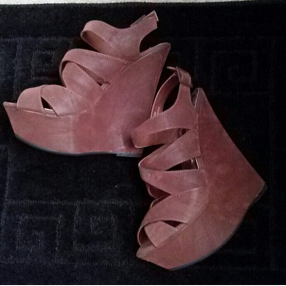 brown suede wedges