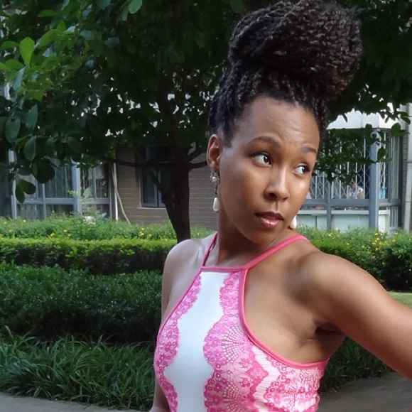 Pink and White Lace Eyelash Dress - Picture 3 of 3