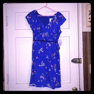 Royal blue floral print dress