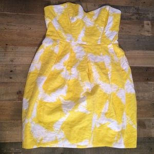 NWT Shoshanna Yellow & White Strapless Dress Sz 8