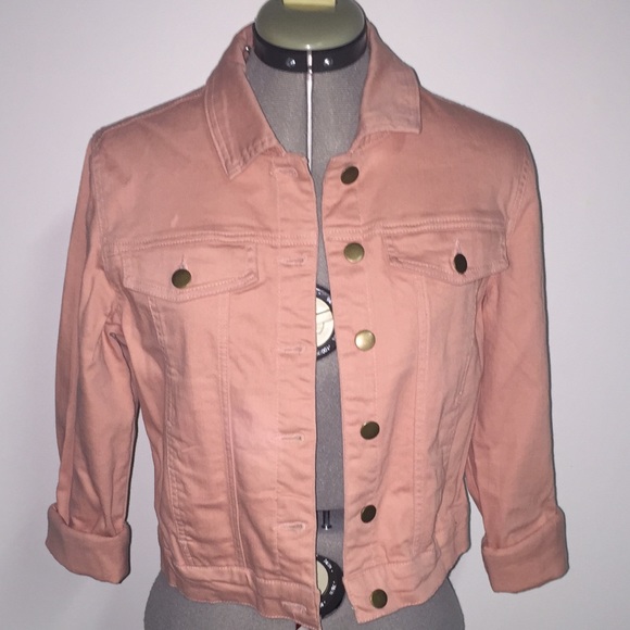 salmon pink denim jacket