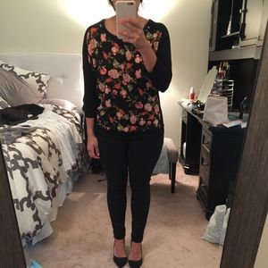Floral top with black accent