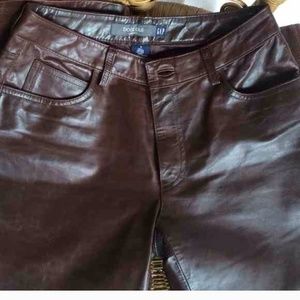 brown leather pants
