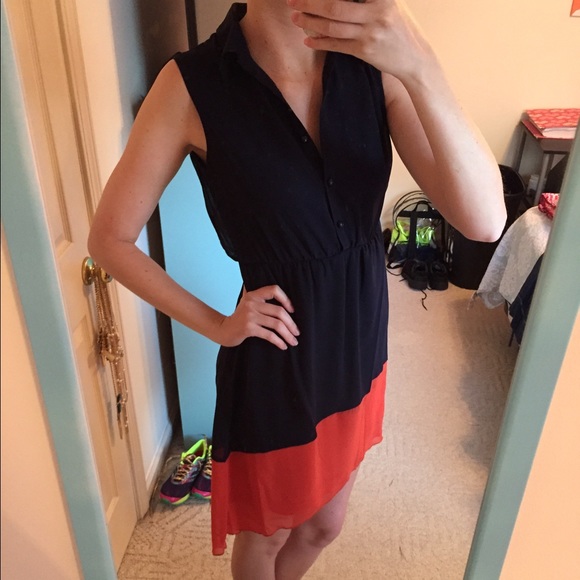 Navy and Orange Game Day Dress - Picture 3 of 4