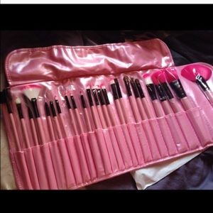Pink makeup brush