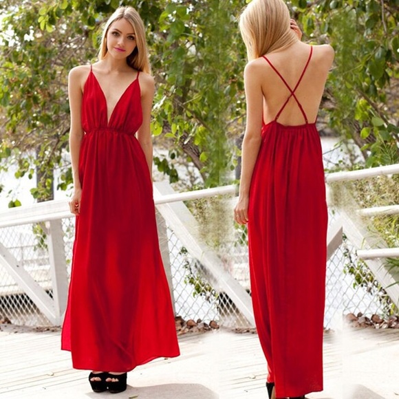 Maxi red dress