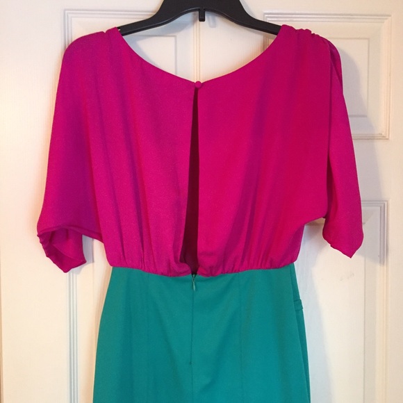 Fuchsia/Turquoise Colorblock Boutique Dress - Picture 2 of 4