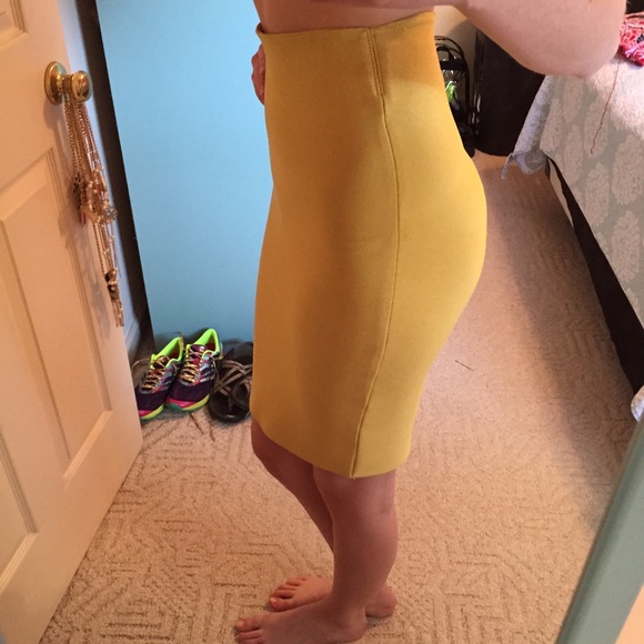 Mustard Yellow Pencil Skirt - Picture 2 of 3