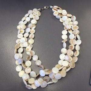 Shell pearl cream necklace multi strand choker