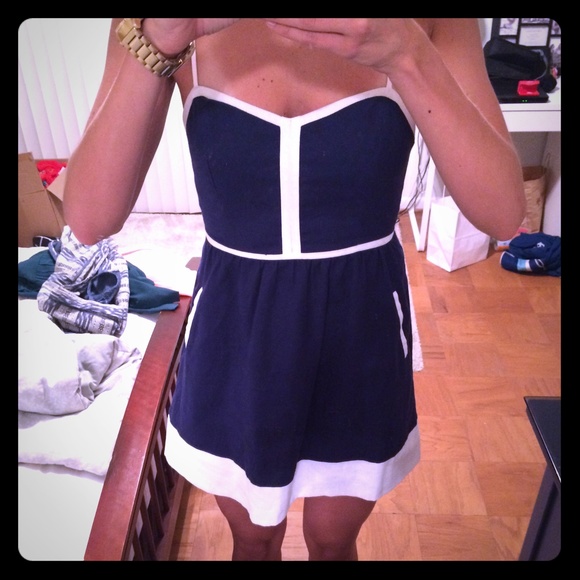 Navy blue and white dress
