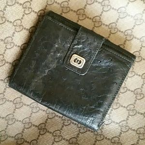 Gucci black ostrich leather wallet (vintage)
