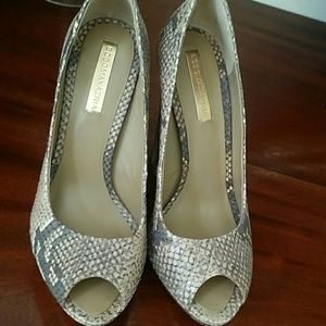 BCGB MaxAzria snake skin pumps