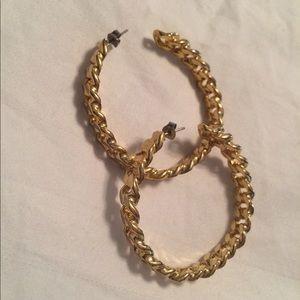 Philip Crangi large chain hoop earrings in gold