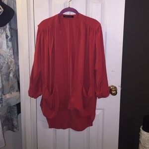 Red high low oversized blazer