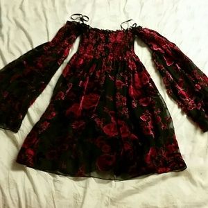 Betsey Johnson Boho Roses Velvet Dress Size Small