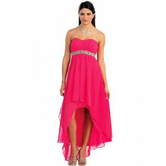 Coral dress, homecominng, prom, high-low, sequins - Picture 1 of 2