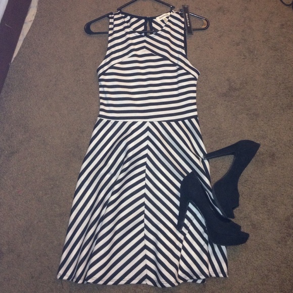Black and white striped dress
