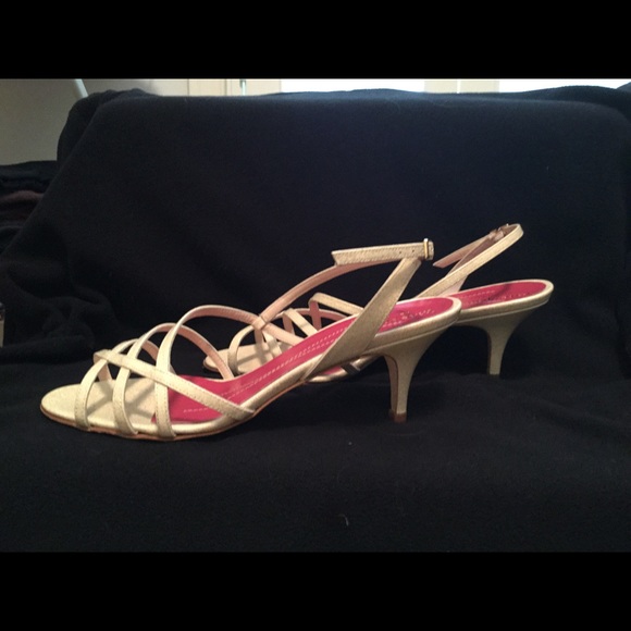 Off white leather sparkle sandal, New