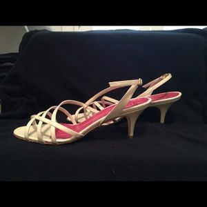 Off white leather sparkle sandal, New