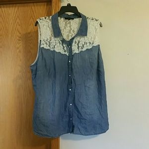 Snap up denim tank top