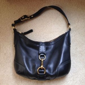 Black Leather Coach Shoulder Bag