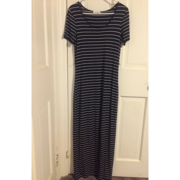 Calvin Klein stripe maxi dress, short sleeve