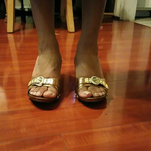 Gold open toe sandals