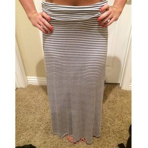 Black and white striped maxi skirt