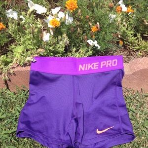 Nike Pro purple and neon spanks
