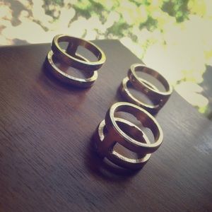 SET OF 3 Double Gold Rings Size 6