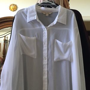 White Chiffon Button Up Top
