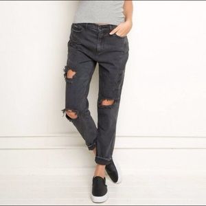 Brandy Black Distressed Boyfriend Jeans