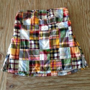 J Crew madras strapless top