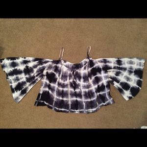 Tie Dye Cold Shoulder Crop Top