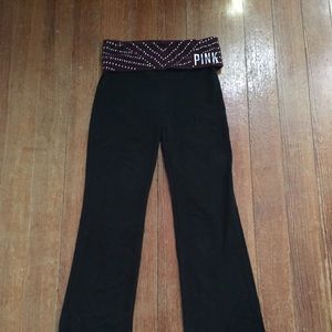Pink bling boot yoga pants