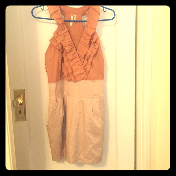 Sexy dress beige and camel color