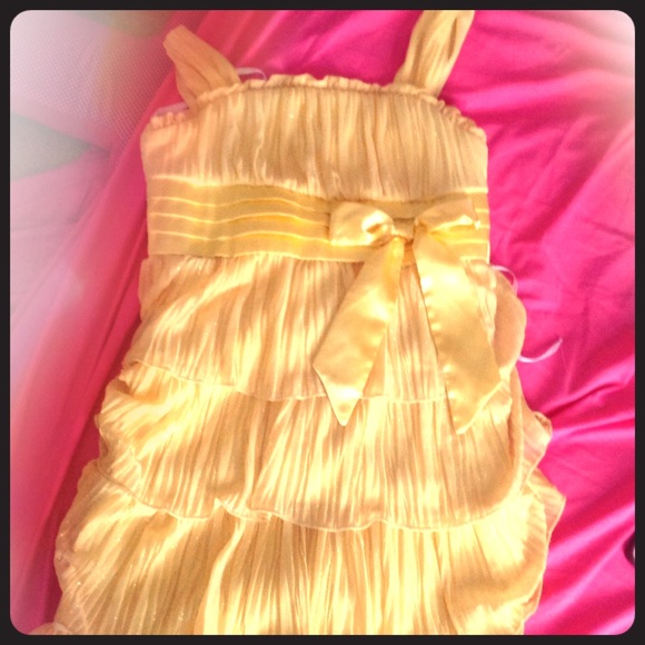 Dark yellow dress.