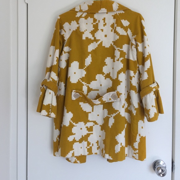 Anthropologie Mustard Bell-Sleeve Coat - Picture 2 of 3