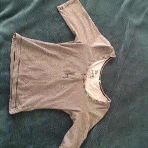 UO cropped tight button down t-shirt